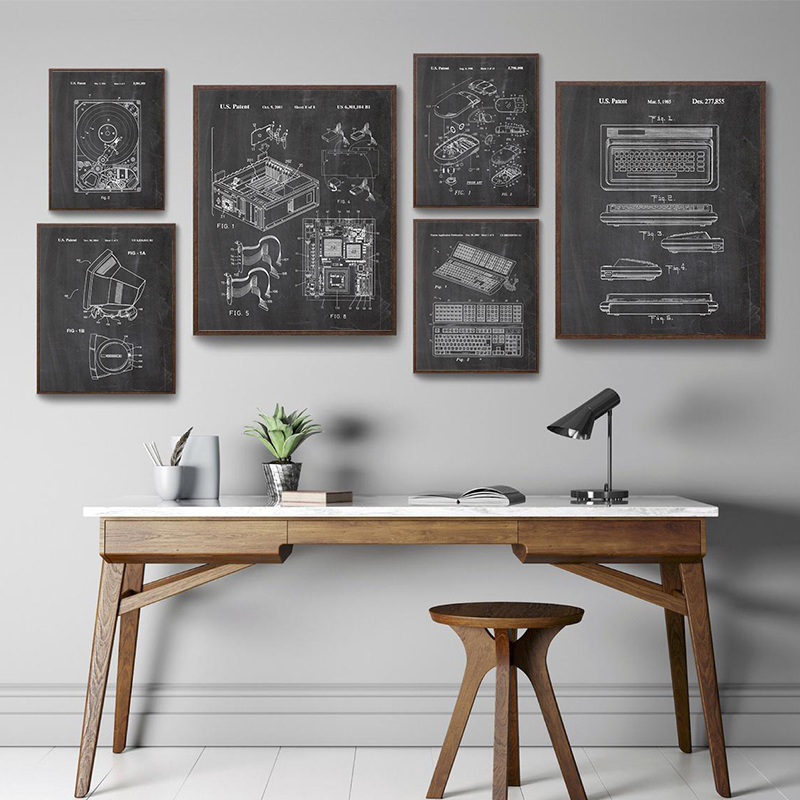 Tech Office Wall - مجموعة من 6 ملصقات جدارية بتصميمات
