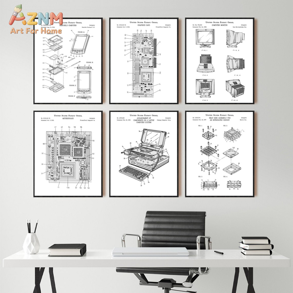Tech Office Wall - لوحة قماشية مطبوعة بتصميم لوحة أم