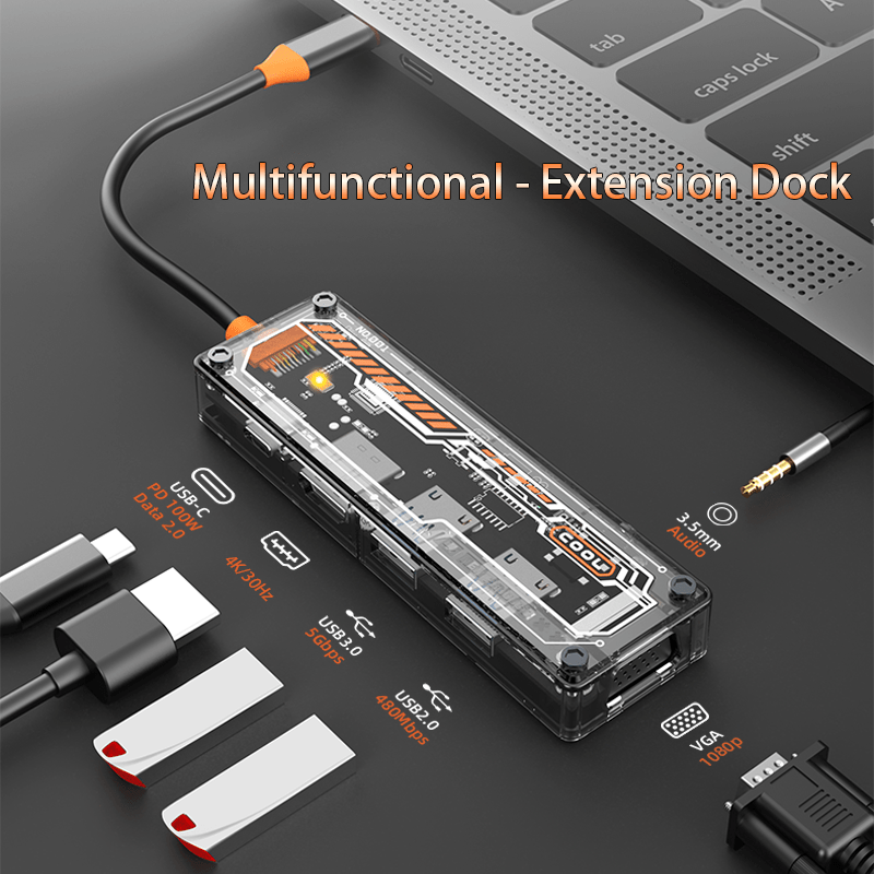 Docking Station Usb C - محول USB-C متعدد الوظائف 6 في