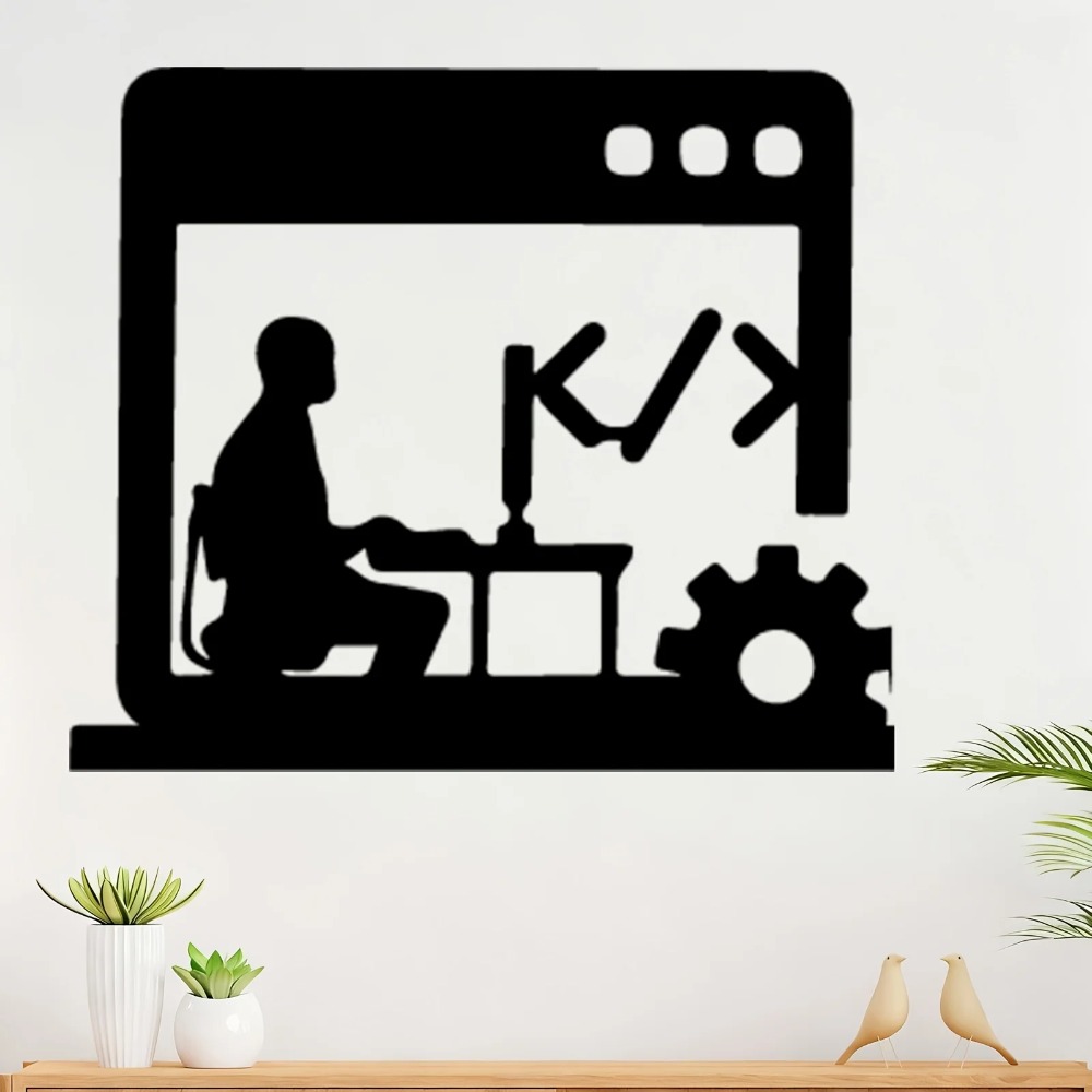 Tech Office Wall - لوحة جدارية معدنية حديثة بتصميم كود