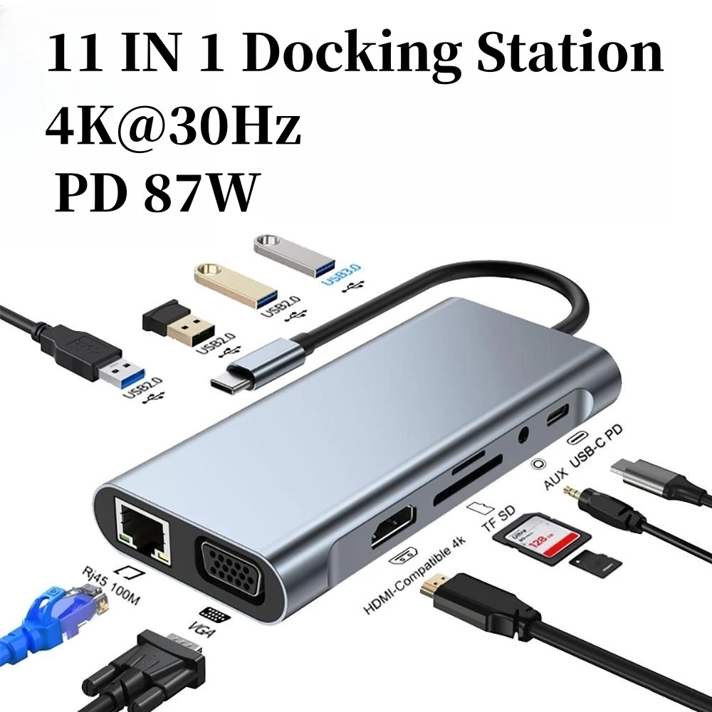 Docking Station Usb C - محور إرساء 4/7/8/11in1 4K USB ممتد