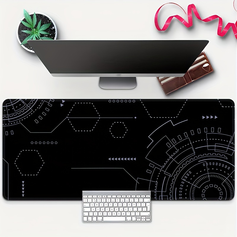 Office Tech Set Up - سجادة مكتب ممتدة بتصميم دائرة تقنية،