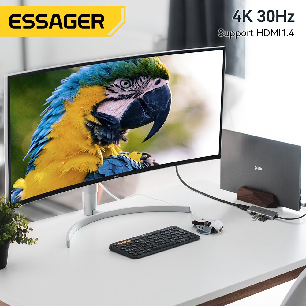 Essager 5 في 1 USB C HUB HDMI- - مراجعة Docking Station Usb C وسعره