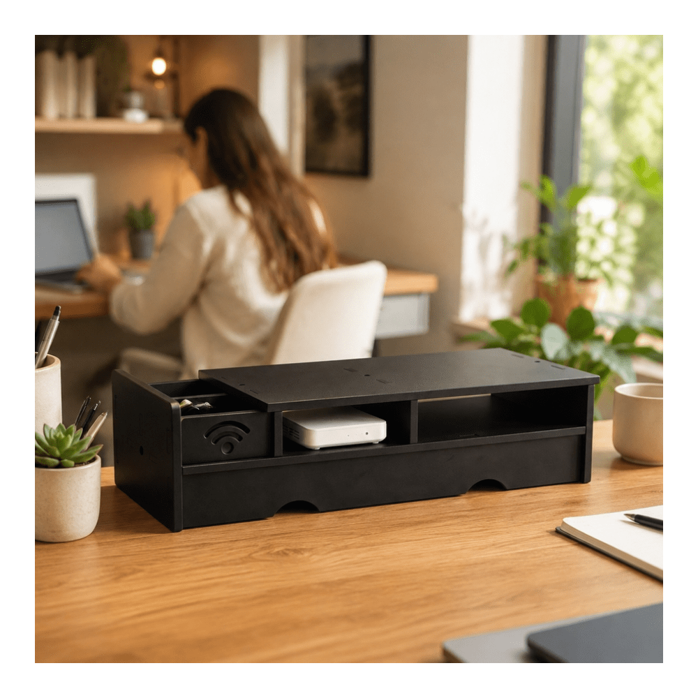صندوق تخزين راوتر واي فاي أسود - مراجعة Office Tech Set Up وسعره